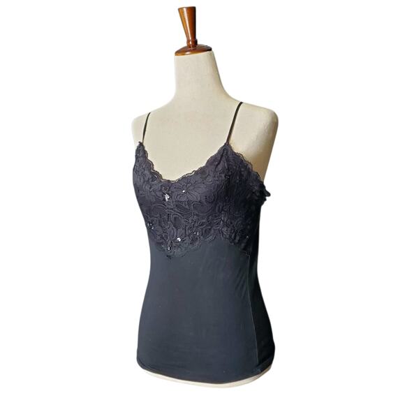 Y2k Whimsigoth Wet Seal Sparkly Lace Cami Tank Top - Size Medium - Picture 3 of 7